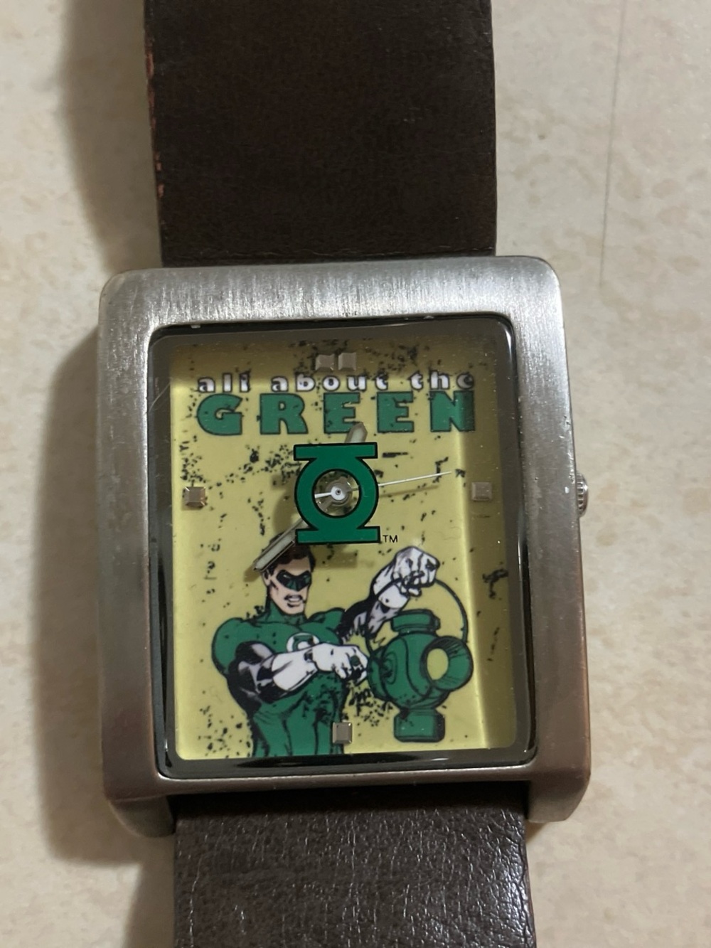 Armitron Green Lantern watch with leather strap - not tested